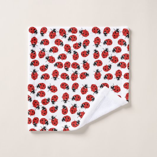 Cute Red Ladybug Pattern Bad Handdoek (Wasdoekje)
