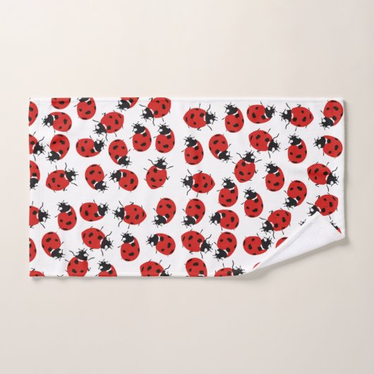 Cute Red Ladybug Pattern Bad Handdoek (Handdoek)