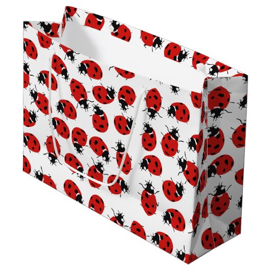 Cute Red Ladybug Pattern Groot Cadeauzakje (Voorkant Gekanteld)