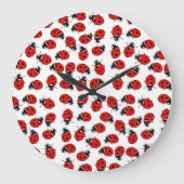 Cute Red Ladybug Pattern Grote Klok (Voorkant)