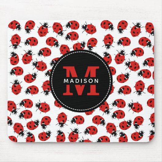 Cute Red Ladybug Pattern Muismat (Voorkant)
