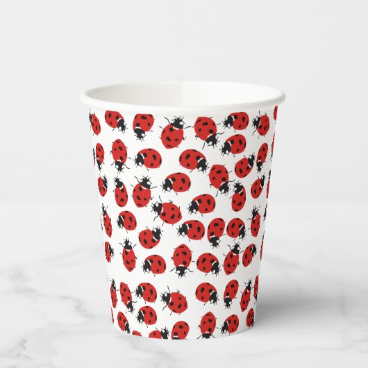 Cute Red Ladybug Pattern Papieren Bekers (Links)