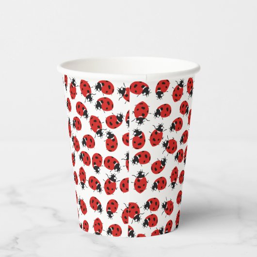 Cute Red Ladybug Pattern Papieren Bekers (Rechts)