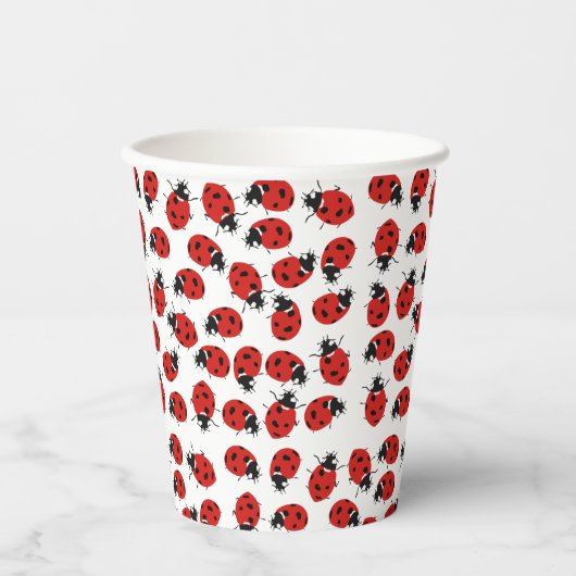 Cute Red Ladybug Pattern Papieren Bekers (Voorkant)