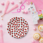 Cute Red Ladybug Pattern Papieren Bordje (Feest)