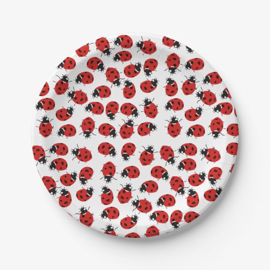 Cute Red Ladybug Pattern Papieren Bordje (Voorkant)