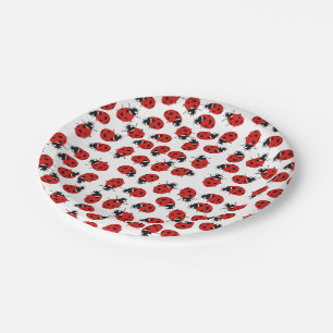Cute Red Ladybug Pattern Papieren Bordje