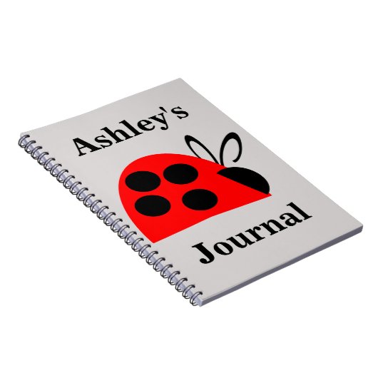 Cute Red Ladybug Personalized Journal Notitieboek (Rechterzijde)