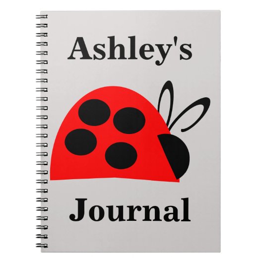 Cute Red Ladybug Personalized Journal Notitieboek (Voorkant)