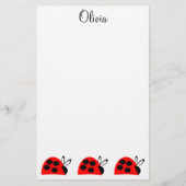Cute Red Ladybug Persoonlijk Briefpapier (Voorkant)