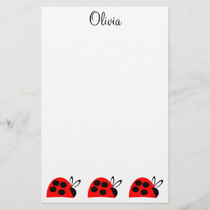 Cute Red Ladybug Persoonlijk Briefpapier