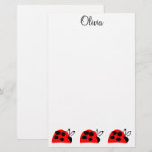Cute Red Ladybug Persoonlijk Briefpapier (Voorkant / Achterkant)