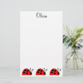 Cute Red Ladybug Persoonlijk Briefpapier (Staand voorkant)