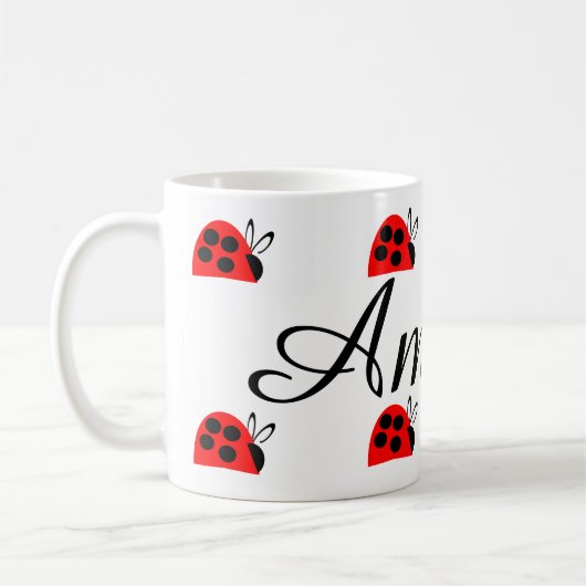Cute Red Ladybug Persoonlijk Koffiemok (Links)