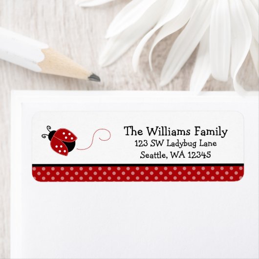 Cute Red Ladybug Polka Dot Return Label (Insitu)
