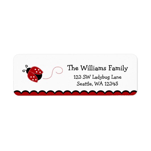 Cute Red Ladybug Return-adreslabel Etiket (Voorkant)