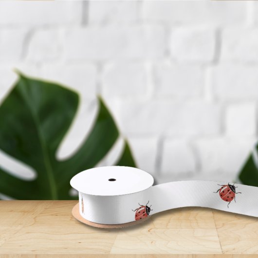 Cute Red Ladybug Satijnen Lint