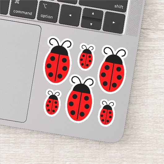 Cute Red Ladybug vinyl Stickers, op maat gesneden Sticker (Detail)