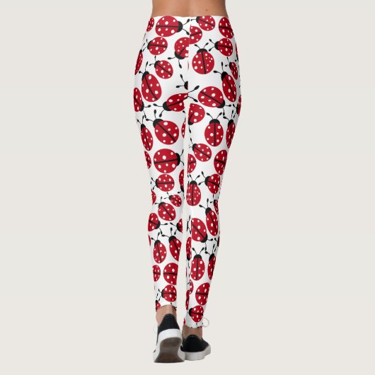 Cute Red Ladybugs Patroon Leggings (Achterkant)