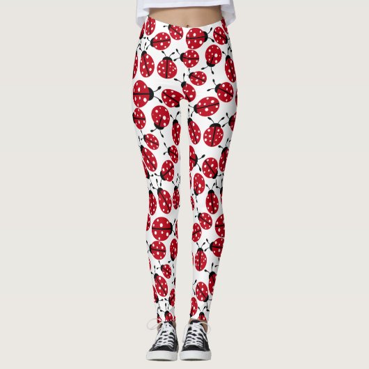 Cute Red Ladybugs Patroon Leggings (Voorkant)