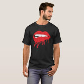 Cute Red Lips Bite Biting Hot Desiring Temptation T-shirt (Voorkant volledig)