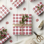 Cute Red Lips Pattern Christmas Gift Wrap Cadeaupapier