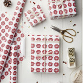 Cute Red Lips Pattern Christmas Gift Wrap Cadeaupapier