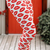 Cute Red Lipstick Kisses op witte Leggings