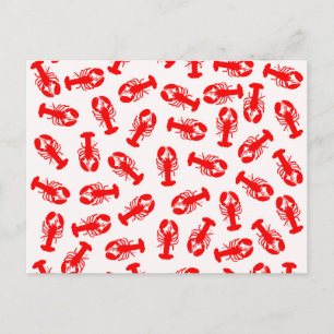 Cute Red Lobster Animal Patroon Briefkaart