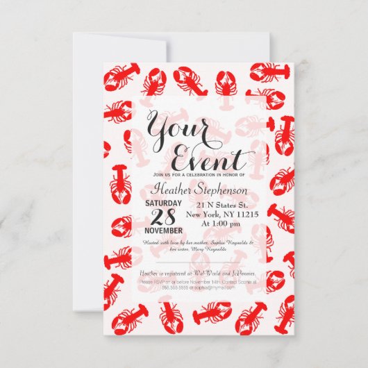 Cute Red Lobster Animal Patroon Kaart (Voorkant)