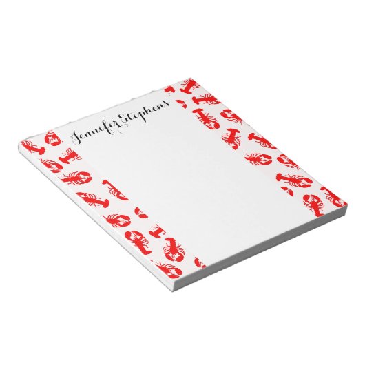 Cute Red Lobster Animal Patroon Notitieblok (Schuin)