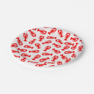 Cute Red Lobster Animal Patroon Papieren Bordje