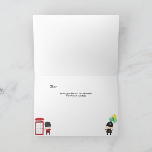 Cute Red London Bus Theme Kinderen Birthday Kaart (Binnen)