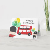 Cute Red London Bus Theme Kinderen Birthday Kaart (Voorkant)