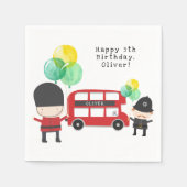 Cute Red London Bus Theme Kinderen Birthday Servet (Voorkant)