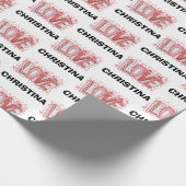 Cute Red Love Typography Valentines Day Name  Cadeaupapier (Hoek)