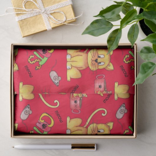 Cute Red Meow Cats Tissuepapier (Geschenk)