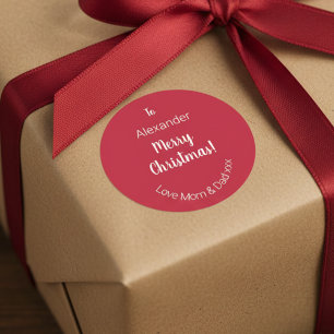 Cute Red Merry Kerstmis van Label van mam en pap