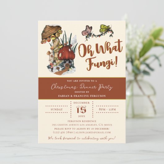 Cute Red Merry Mushrooom kerstfeestdag Kaart (Staand voorkant)