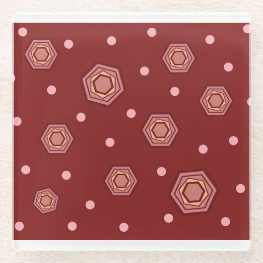 Cute Red met Hexagons Drink Onderzetter (Voorkant)