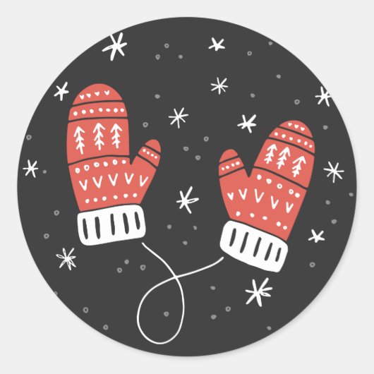 Cute Red Mittens Holiday Sticker (Voorkant)