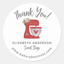 Cute Red Mixer Bakery Business Thank you Sticker