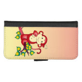 Cute Red Monkey Animal iPhone 8/7 Wallet Case iPhone Wallet Hoesje (Voorkant (horizontaal))