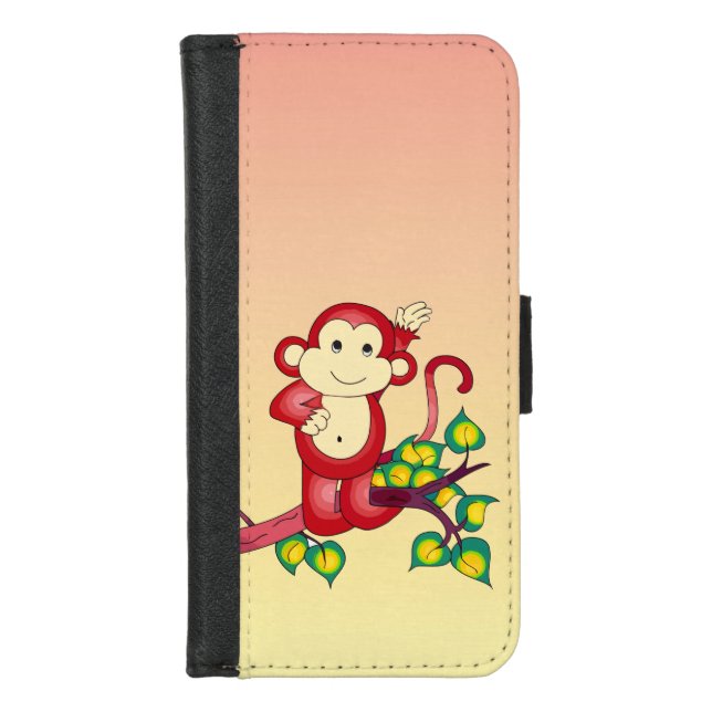 Cute Red Monkey Animal iPhone 8/7 Wallet Case iPhone Wallet Hoesje (Voorkant)