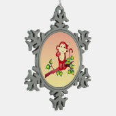 Cute Red Monkey Pewter Snowflake Ornament (Links)