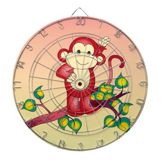 Cute Red Monkey Target Dartboard Dartbord (Voorkant)