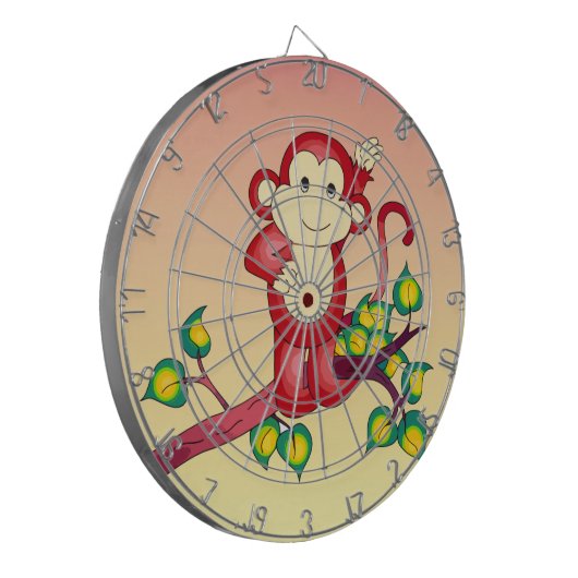 Cute Red Monkey Target Dartboard Dartbord (Voorkant Links)