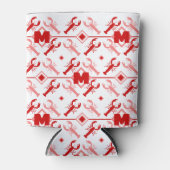Cute Red Monogram & Lobster Season Nautical Blikjeskoeler (Voorkant)