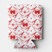 Cute Red Monogram & Lobster Season Nautical Blikjeskoeler (Achterkant)