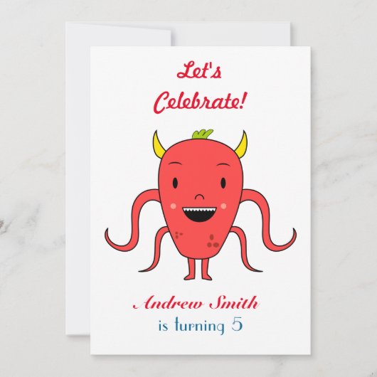 Cute Red monster Kaart (Voorkant)